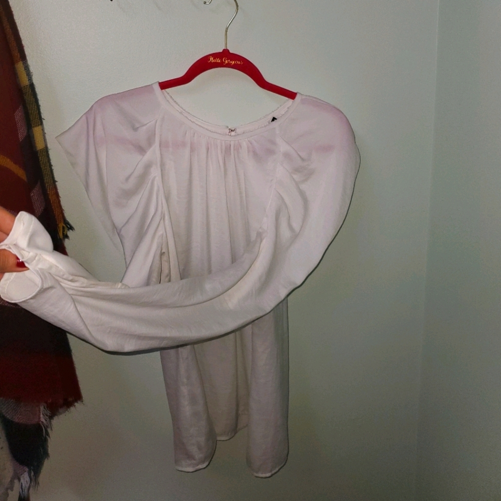 BCBG Organza Blouse Balloon Sleeve Top